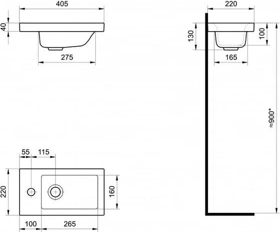 Изображение товара Тумба с умывальником Volna Vario Sf.40.1D Миранда + Миранда 40 (подвесная)