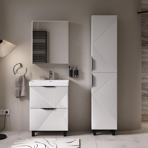 Изображение товара Тумба с умывальником Volna Geometry 60.2Y 9696 + Lake 60 (белый)