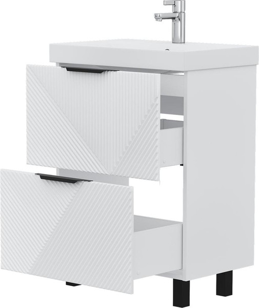 Изображение товара Тумба с умывальником Volna Geometry 60.2Y 9696 + Lake 60 (белый)