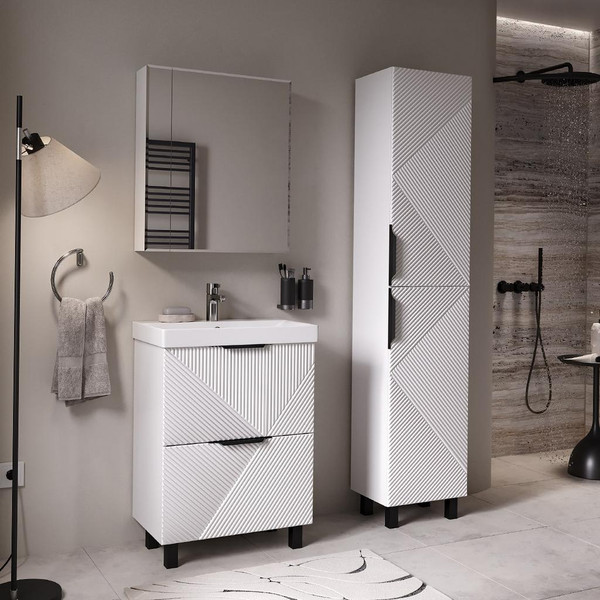 Изображение товара Тумба с умывальником Volna Geometry 60.2Y 9696 + Lake 60 (белый)