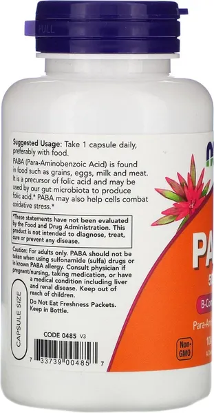 Изображение товара Витамин NOW PABA 500мг (100 капсул)