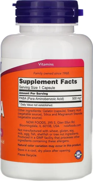 Изображение товара Витамин NOW PABA 500мг (100 капсул)