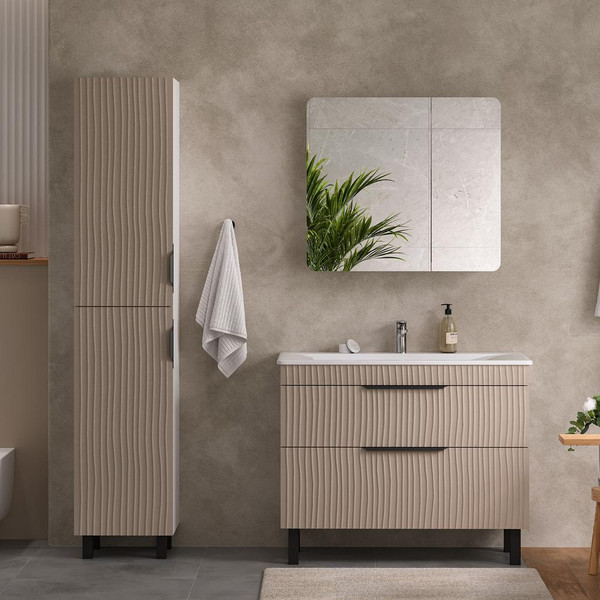 Изображение товара Тумба с умывальником Volna Lotty 100.2Y Pulsus + Pulsus 100 (латте, напольная)