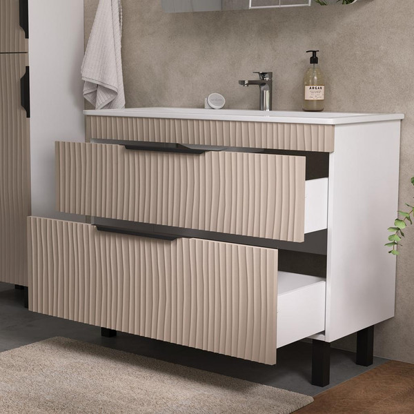 Изображение товара Тумба с умывальником Volna Lotty 100.2Y Pulsus + Pulsus 100 (латте, напольная)