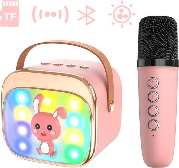 Изображение товара Портативная колонка Maxtop КК03 Кролик с двумя микрофонами / КК03R (розовый)