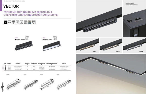 Изображение товара Трековый светильник Novotech Vector 359952