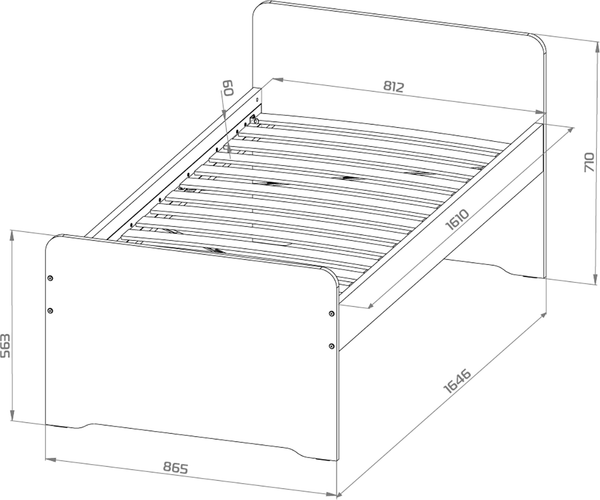 Изображение товара Односпальная кровать Mebelain Пикси 80x160 (белый)