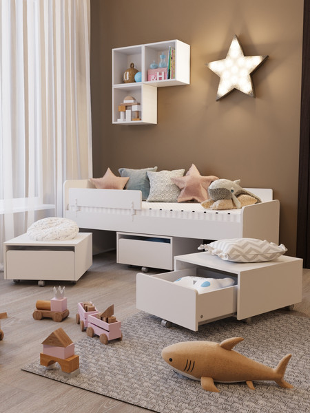 Изображение товара Односпальная кровать Mebelain Пикси 80x160 (белый)