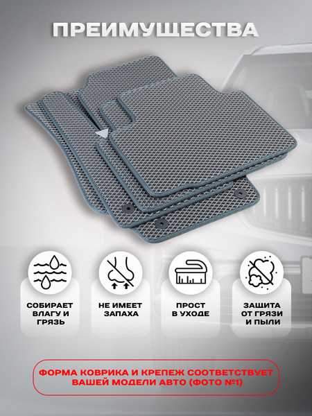 Изображение товара Комплект ковриков для авто Alicosta 1038_2-сер для Opel Zafira минивэн/C 2011-2015 (EVA ромб, серый)