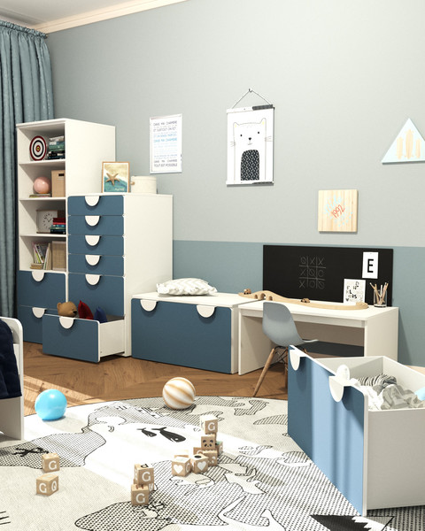 Изображение товара Модуль с ящиком Mebelain Выкатной Пикси 90х48х46 (озорной синий)