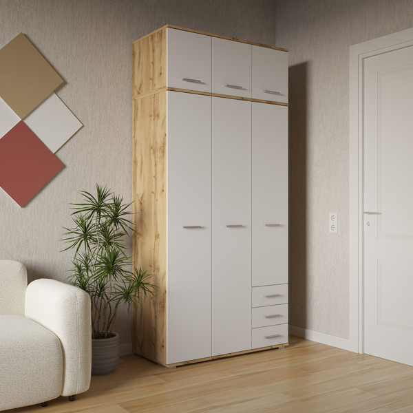 Изображение товара Антресоль НК Мебель Fun 3Д / 13313776 (дуб вотан/белый)