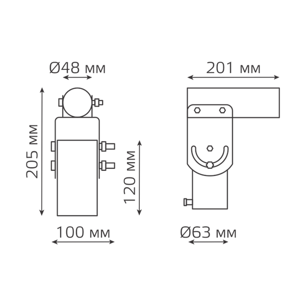 Изображение товара Кронштейн для светильника Gauss 200x205x100 D58мм / 903215106 (черный)