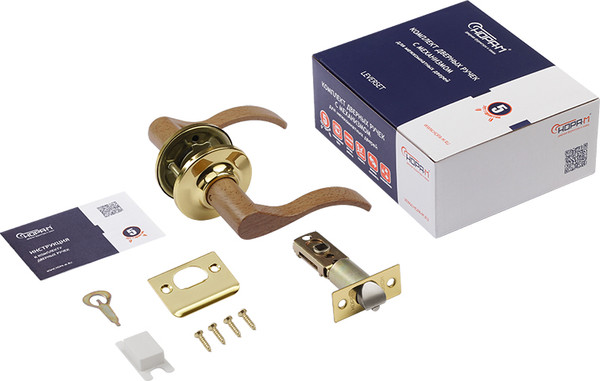 Изображение товара Ручка дверная Нора-М  НН-05 (дерево бук/золото)