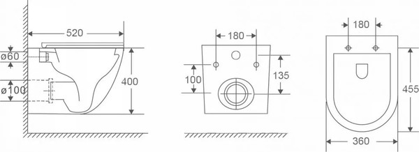 Изображение товара Унитаз подвесной с инсталляцией Abber Bequem AC1132TC-AC0105-AC0120 (с кнопкой смыва)