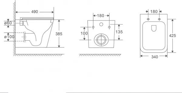Изображение товара Унитаз подвесной с инсталляцией Abber Rechteck AC1219TC-AC0105-AC0120MW (с кнопкой смыва)
