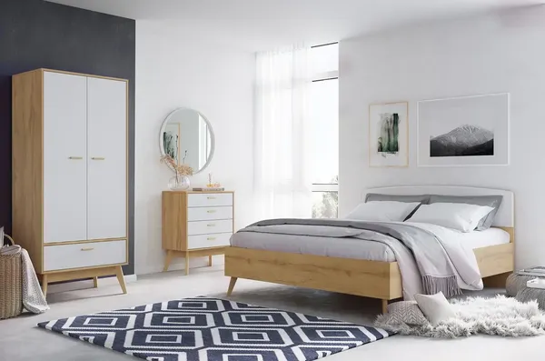 Изображение товара Шкаф Мебельград Калгари 80х50х185см (дуб натуральный светлый/белый матовый)