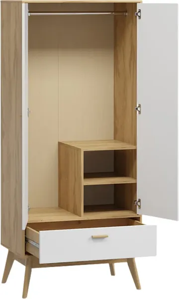 Изображение товара Шкаф Мебельград Калгари 80х50х185см (дуб натуральный светлый/белый матовый)