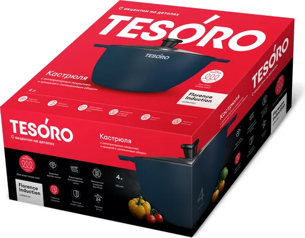 Изображение товара Кастрюля Tesoro Florence Induction Total Blue TF6640tbi