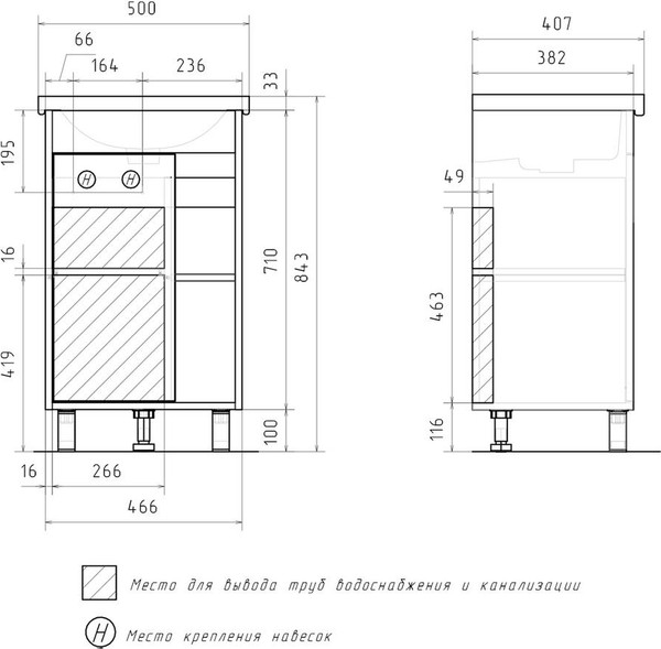 Изображение товара Тумба с умывальником Volna Osmond 50 + Фостер 50