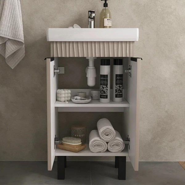 Изображение товара Тумба с умывальником Volna Lotty 50.2D Тигода + Тигода 50 (латте, напольная)