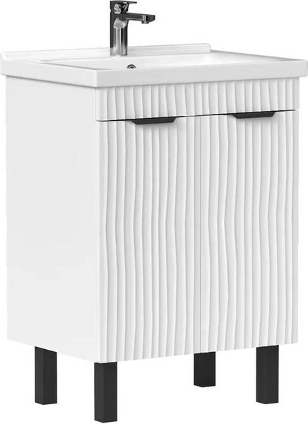 Изображение товара Тумба с умывальником Volna Lotty 60.2D Миранда + Миранда 60 (белый, напольная)