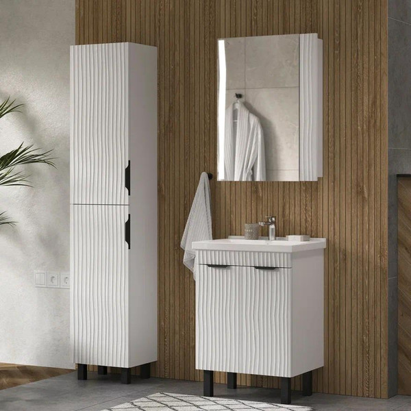 Изображение товара Тумба с умывальником Volna Lotty 60.2D Миранда + Миранда 60 (белый, напольная)