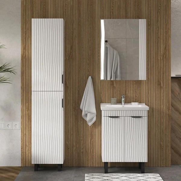 Изображение товара Тумба с умывальником Volna Lotty 60.2D Миранда + Миранда 60 (белый, напольная)