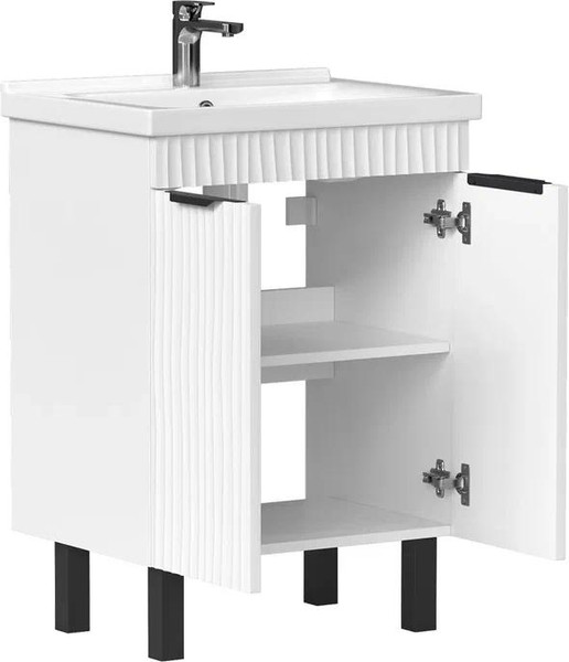 Изображение товара Тумба с умывальником Volna Lotty 60.2D Миранда + Миранда 60 (белый, напольная)