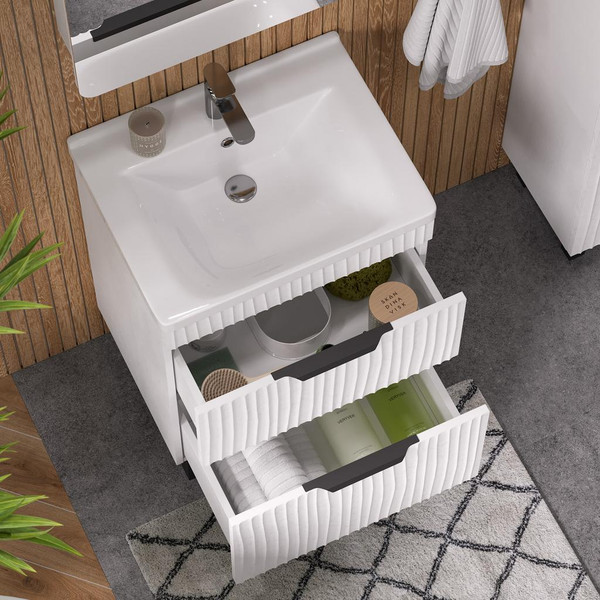 Изображение товара Тумба с умывальником Volna Lotty 60.2Y Миранда + Миранда 60 (напольная)