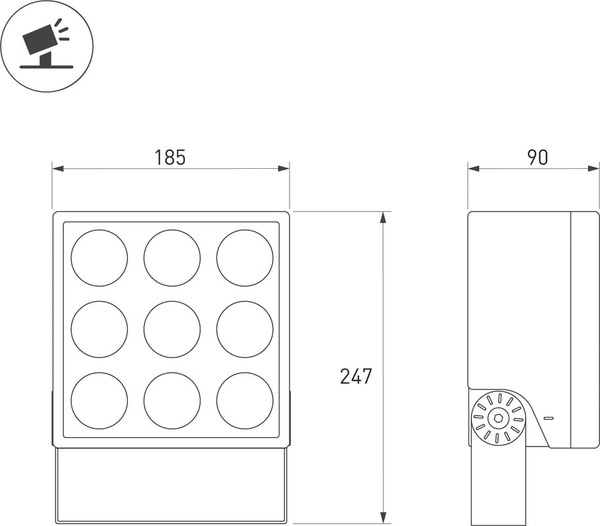 Изображение товара Прожектор Arlight ALT-BLOCK-S185x185-36W Day4000 GR 36 deg 230V IP66 / 055252