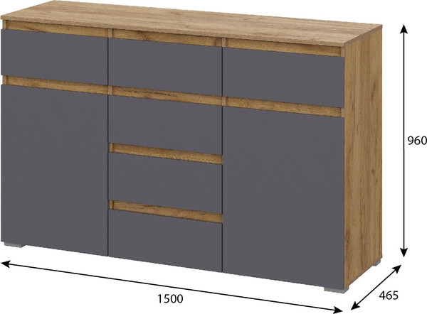 Изображение товара Тумба Тащи в дом Люмо КМ 05 6 ящиков (дуб крафт золото/серый)