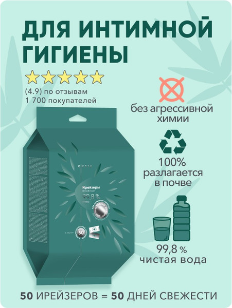 Изображение товара Влажные салфетки для интимной гигиены E-Rasy Для женщин (50шт)