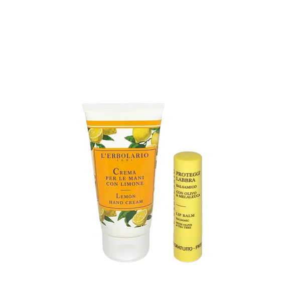 Изображение товара Набор косметики для лица и тела L'Erbolario Крем для рук Лимон + Бальзам для губ С оливковым маслом (75мл+4.5мл)