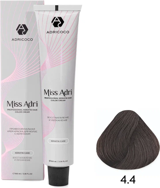 Изображение товара Крем-краска для волос Adricoco Miss Adri 4.4 (100мл, коричневый медный)