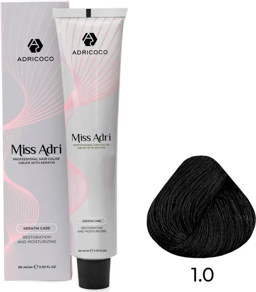 Изображение товара Крем-краска для волос Adricoco Miss Adri 1.0 (100мл, черный)