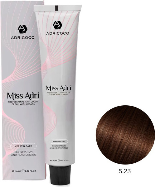 Изображение товара Крем-краска для волос Adricoco Miss Adri 5.23 (100мл, светлый коричневый перламутровый золотистый)