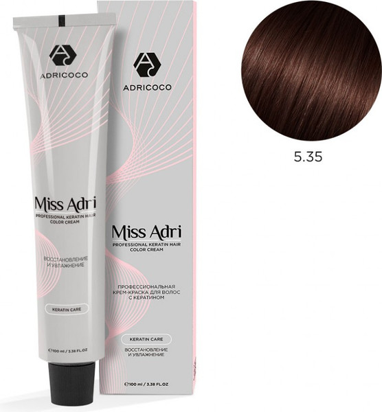 Изображение товара Крем-краска для волос Adricoco Miss Adri 5.35 (100мл, светлый коричневый каштановый)
