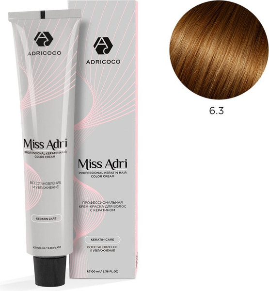 Изображение товара Крем-краска для волос Adricoco Miss Adri 6.3 (100мл, темный блонд золотистый)