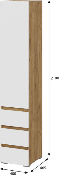 Изображение товара Шкаф-пенал Тащи в дом Люмо с ящиками ПН 03 (дуб крафт золото/белый)