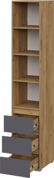 Изображение товара Стеллаж Тащи в дом Люмо открытый с ящиками ПН 02 (дуб крафт золото/серый)