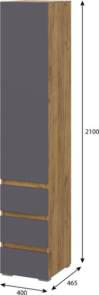 Изображение товара Шкаф-пенал Тащи в дом Люмо с ящиками ПН 03 (дуб крафт золото/серый)