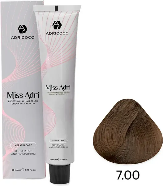 Изображение товара Крем-краска для волос Adricoco Miss Adri 7.00 (100мл, блонд интенсивный)