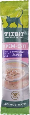 Изображение товара Лакомство для кошек TiTBiT Крем-суп для кошек с кусочками кролика / 14622 (10гx16шт)