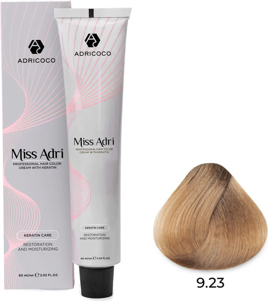 Изображение товара Крем-краска для волос Adricoco Miss Adri 9.23 (100мл, очень светлый блонд перламутровый золотистый)
