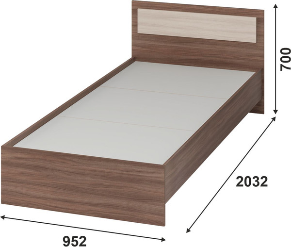 Изображение товара Односпальная кровать Тащи в дом Гармония КР603 90х200 (ясень-шимо/светлый/темный)