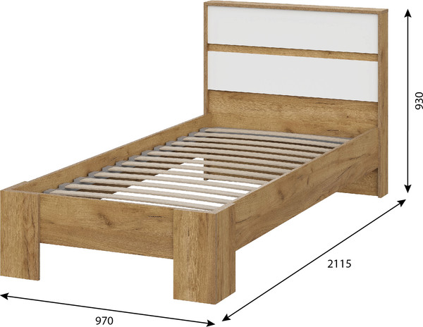 Изображение товара Односпальная кровать Тащи в дом Люмо КР 01 90x200 (дуб крафт золото/белый)