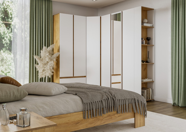 Изображение товара Полуторная кровать Тащи в дом Люмо КР 02 140x200 (дуб крафт золото/белый)