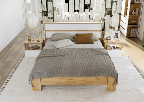 Изображение товара Полуторная кровать Тащи в дом Люмо КР 02 140x200 (дуб крафт золото/белый)