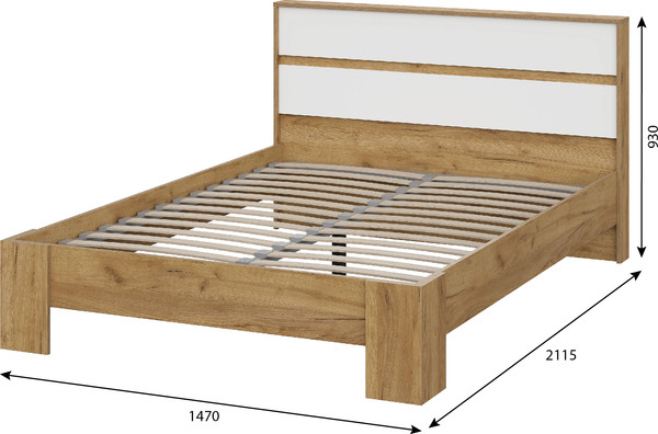 Изображение товара Полуторная кровать Тащи в дом Люмо КР 02 140x200 (дуб крафт золото/белый)
