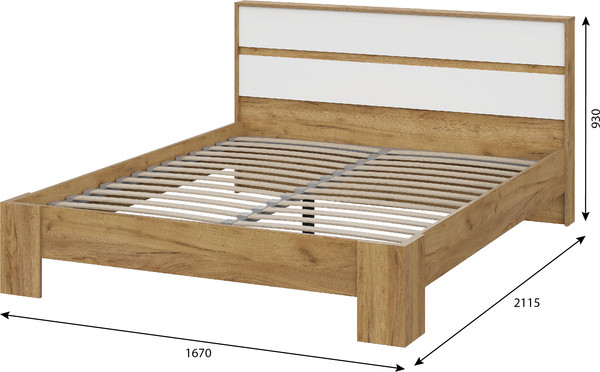 Изображение товара Двуспальная кровать Тащи в дом Люмо КР 03 160x200 (дуб крафт золото/белый)